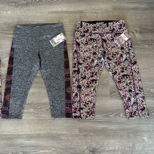 Lularoe Jade Leggings Set - Gray, and Multicolor Mardi Gras Designs Med